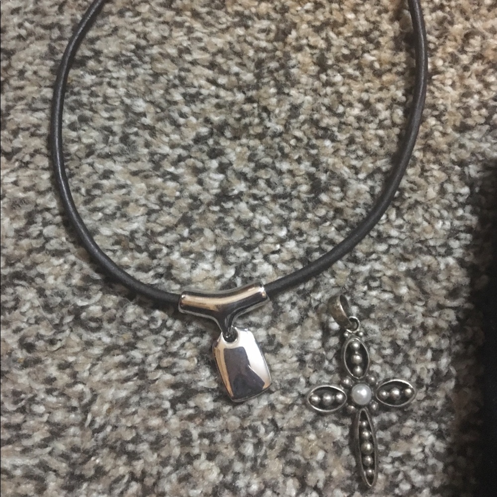 Lia Sophia black leather choker and 2 slides